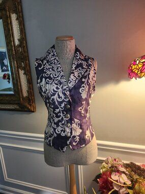 Tailored Stylish Brocade Print Vest-Sz M